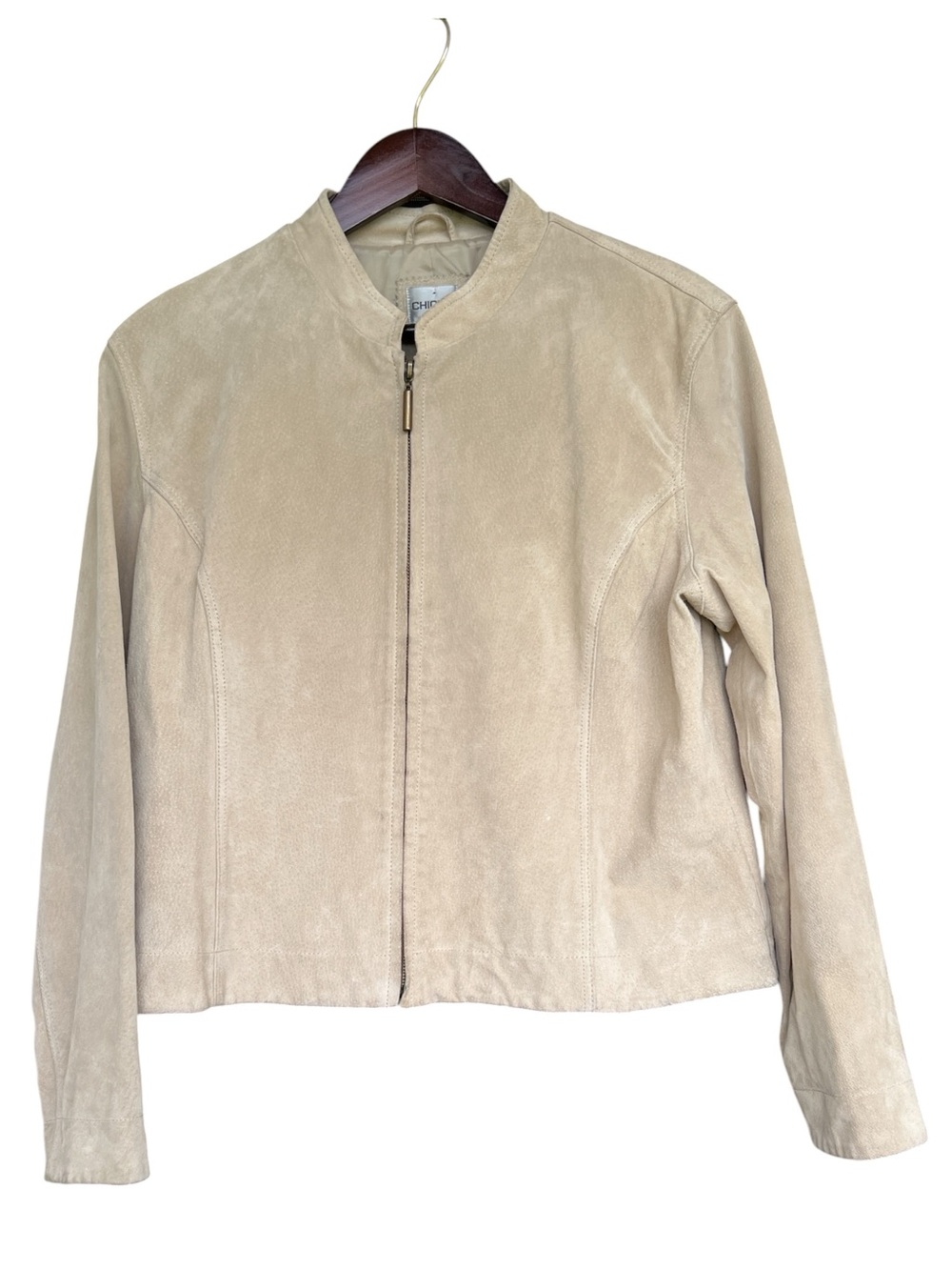 Chico’s Women’s Size 2 Cream Suede Leather Moto Jacket